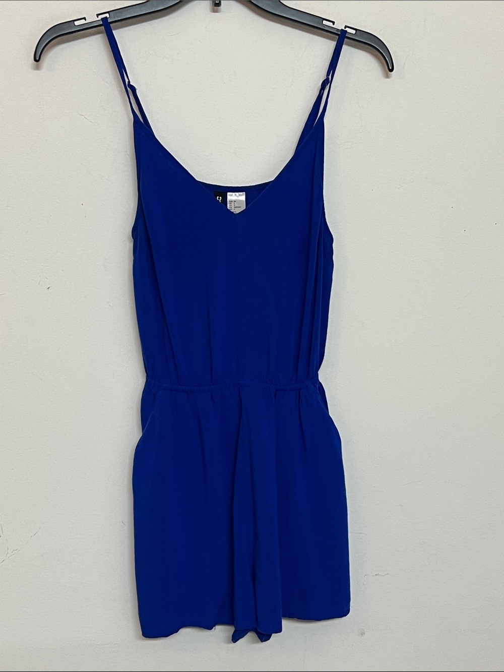 🌞 Divided Royal Blue Spaghetti-Strap One-Piece Romper w/pockets women jr S
